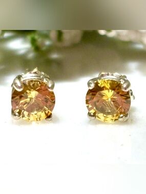Lab Created Yellow Sapphire Sterling Silver Stud Eartjngs